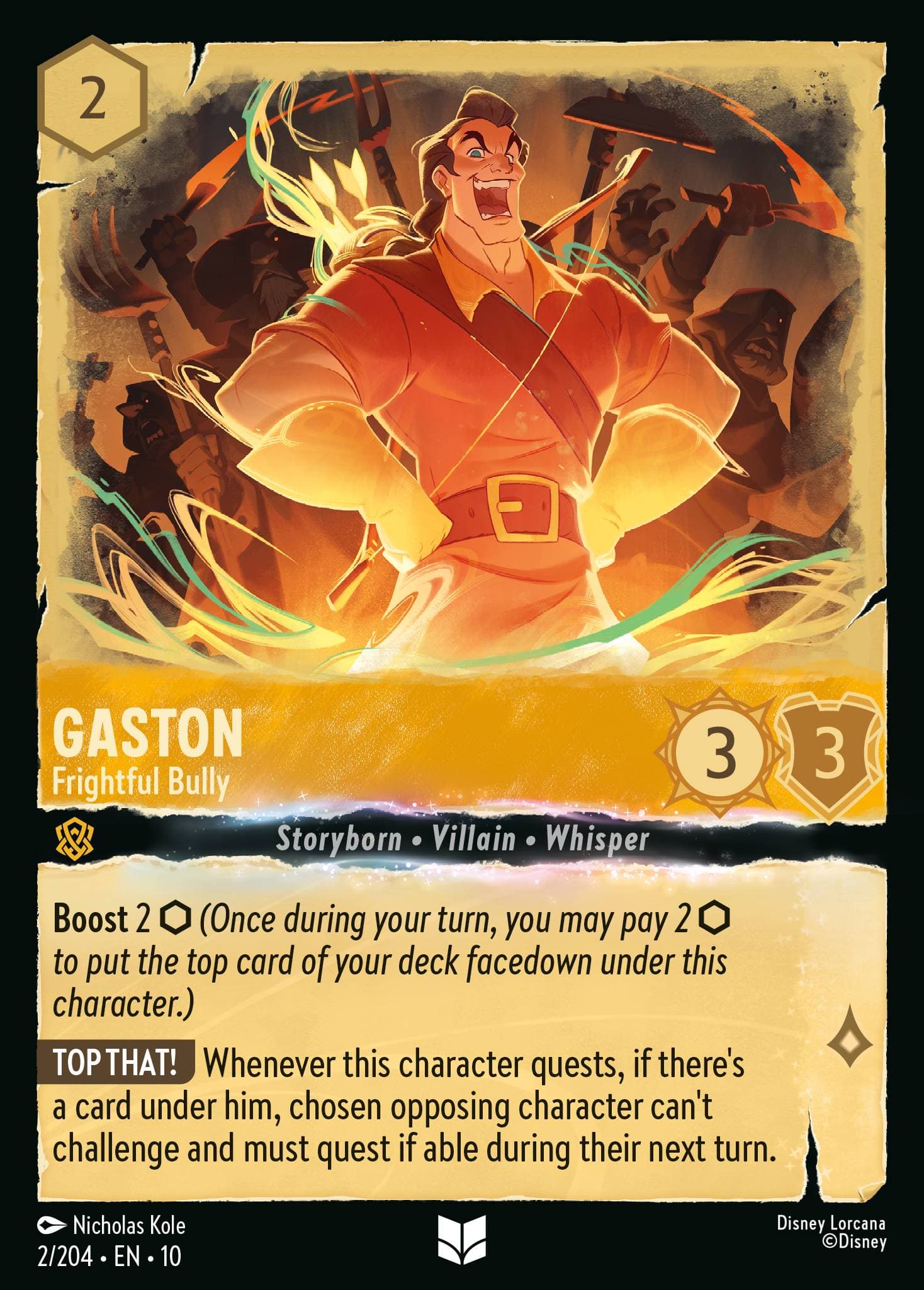 Gaston - Frightful Bully — Whispers in the Well Disney Lorcana card by Nicholas Kole