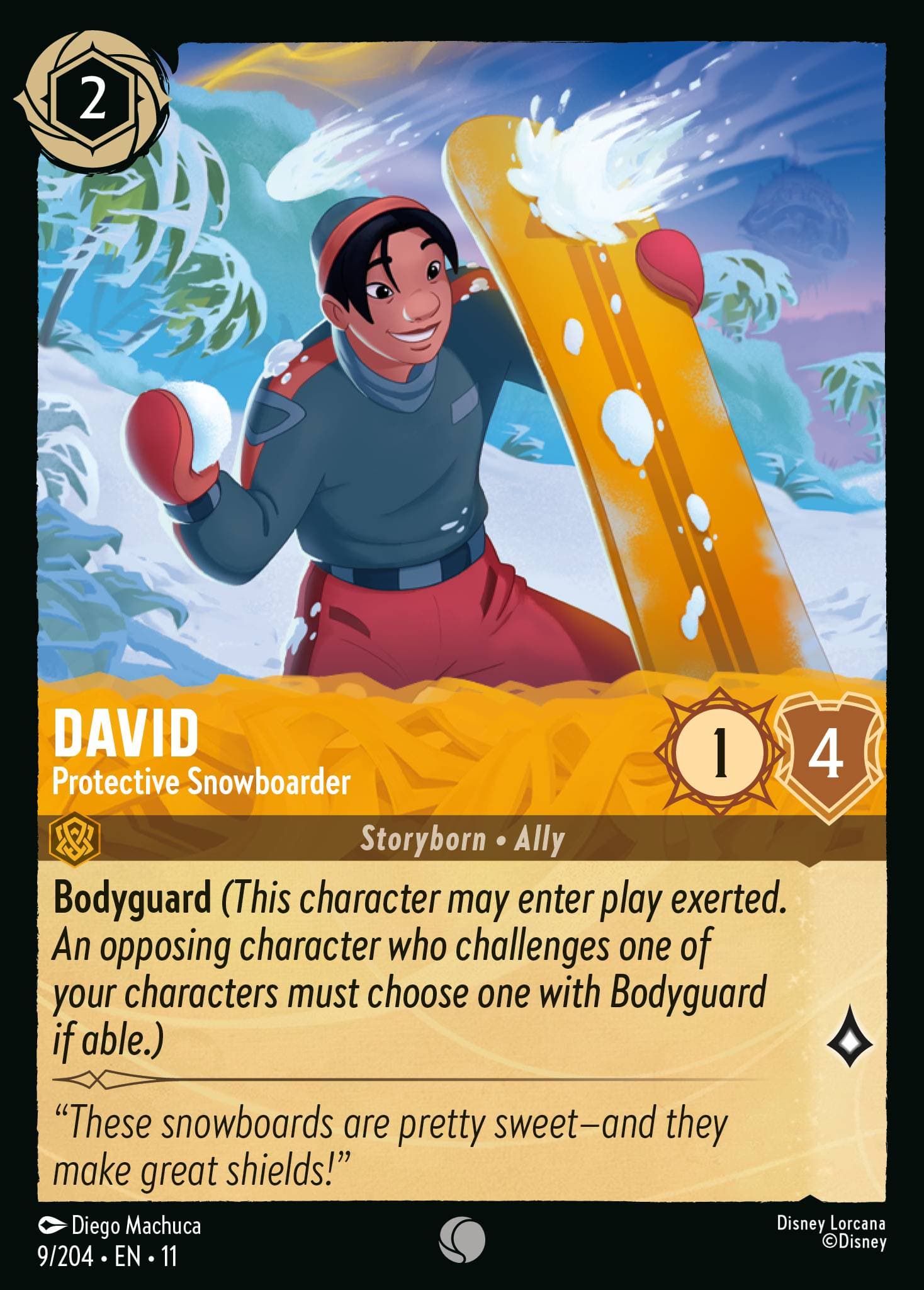 David - Protective Snowboarder — Winterspell Disney Lorcana card by Diego Machuca