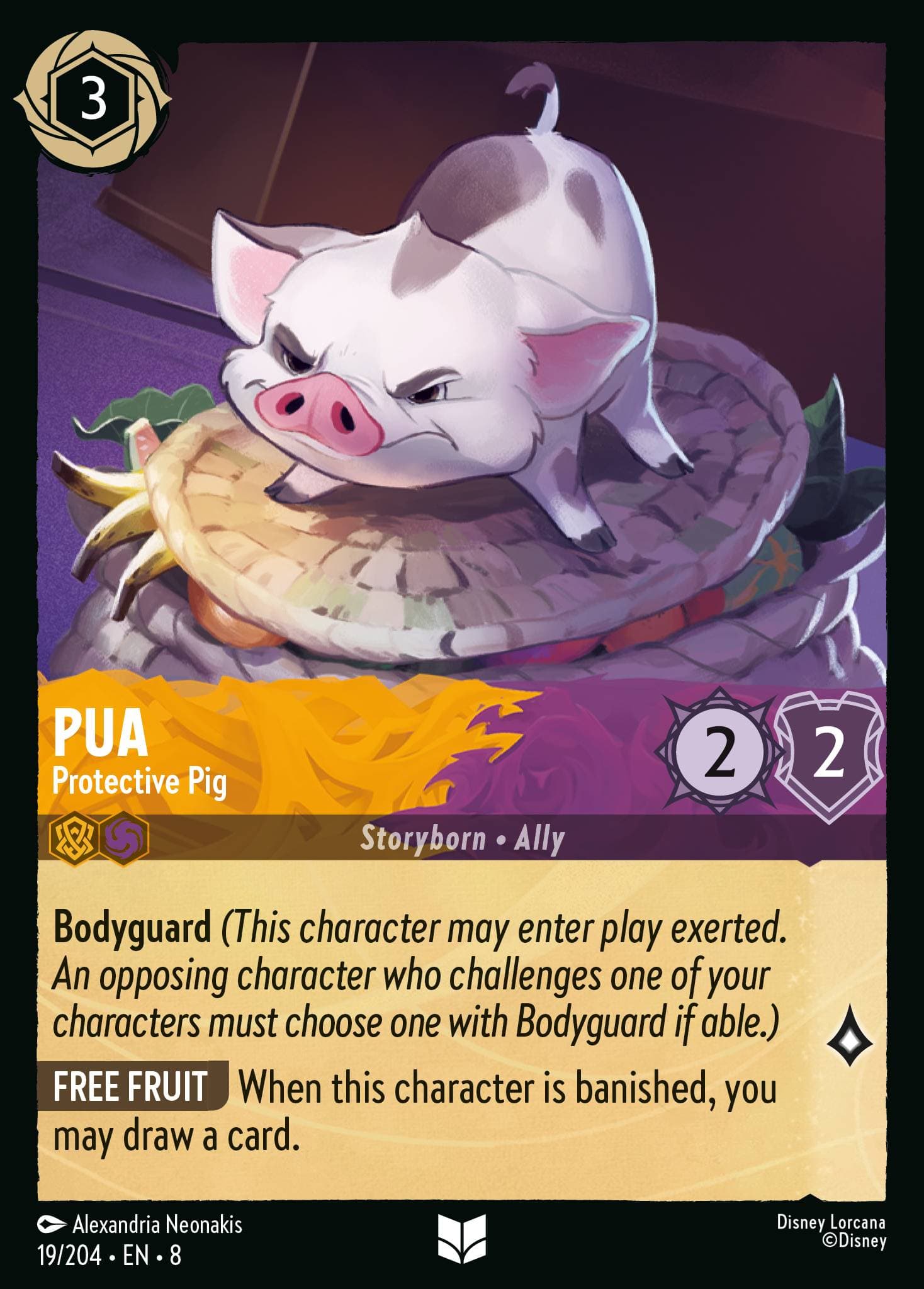 Pua - Protective Pig — Reign of Jafar Disney Lorcana card by Alexandria Neonakis