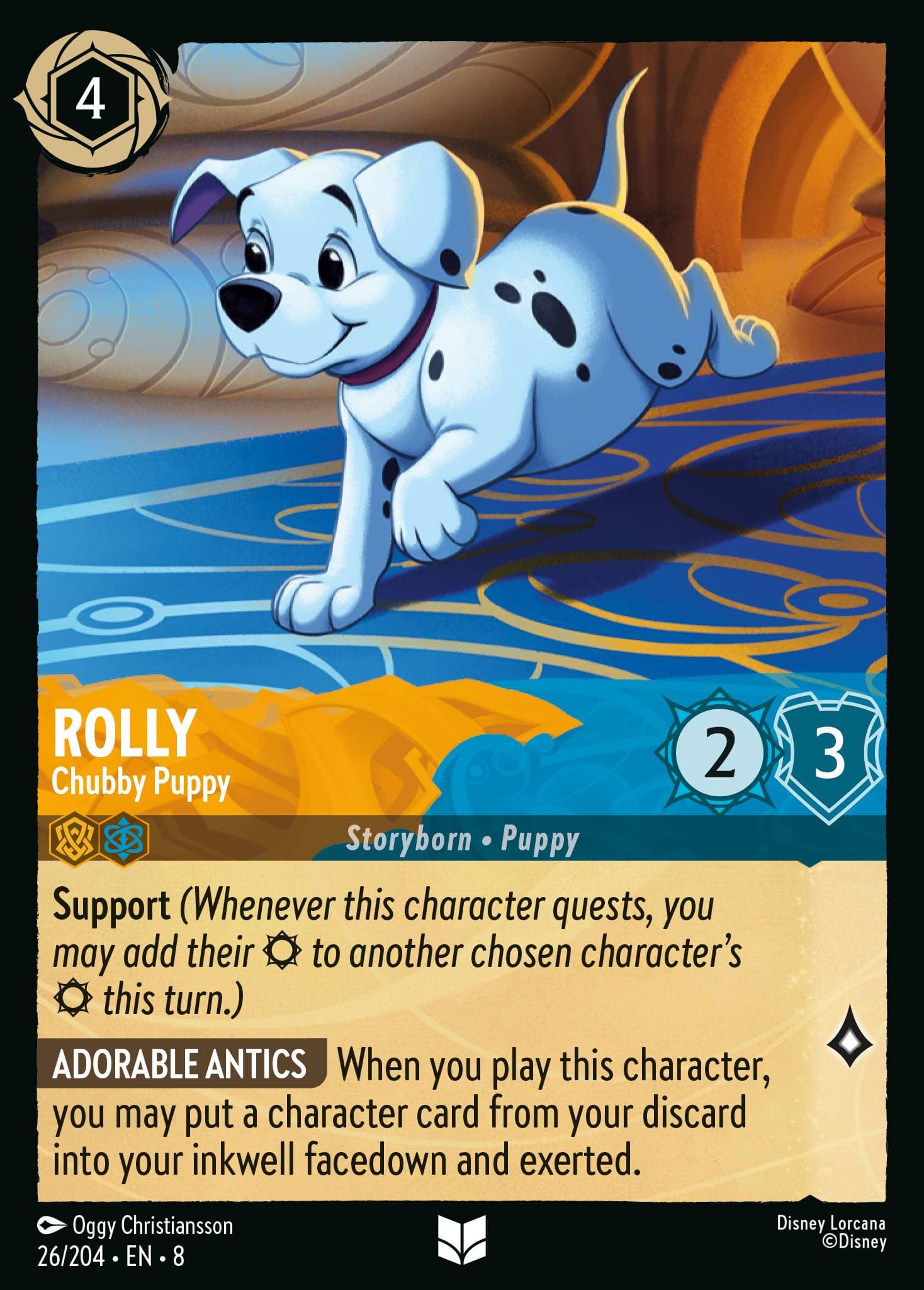 Rolly - Chubby Puppy — Reign of Jafar Disney Lorcana card by Oggy Christiansson