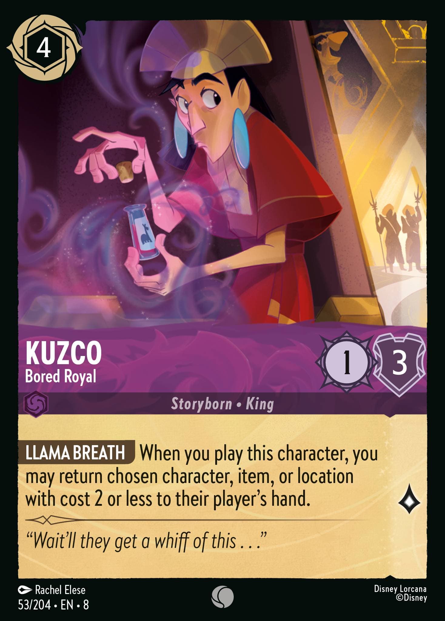 Kuzco - Bored Royal — Reign of Jafar Disney Lorcana card by Rachel Elese