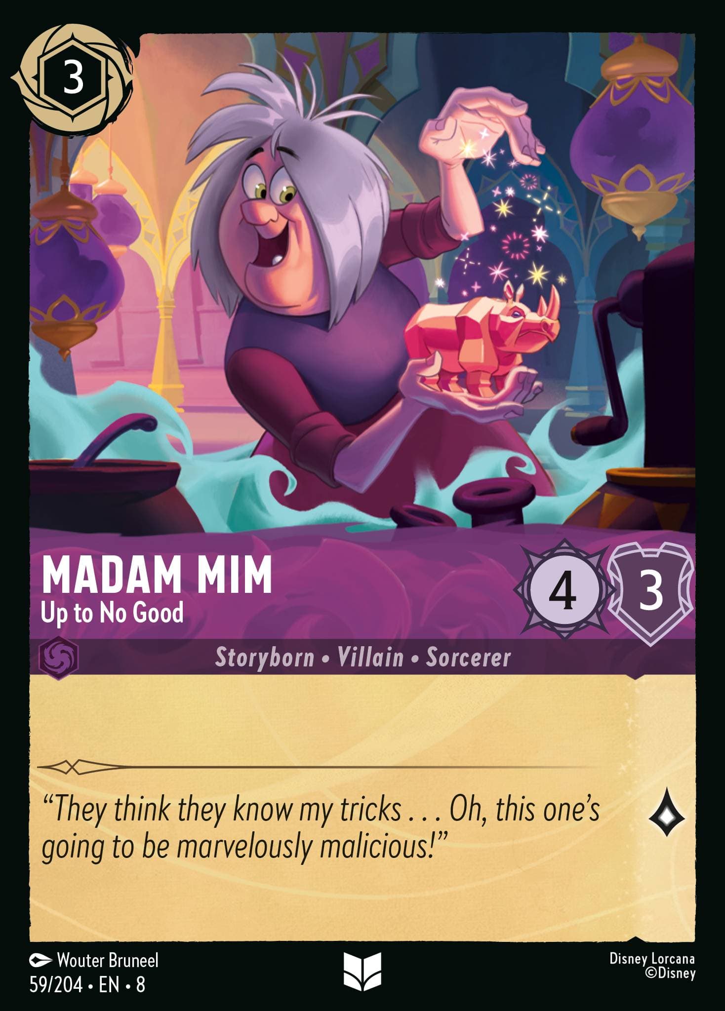 Madam Mim - Up to No Good — Reign of Jafar Disney Lorcana card by Wouter Bruneel