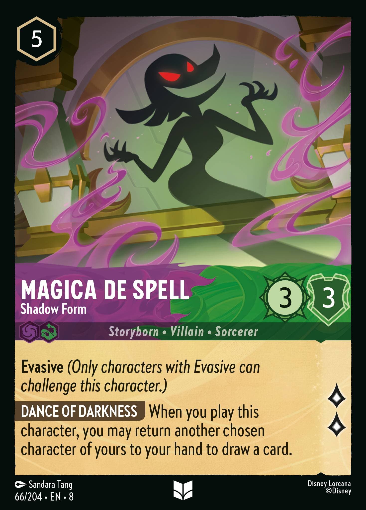Magica De Spell - Shadow Form — Reign of Jafar Disney Lorcana card by Sandara Tang