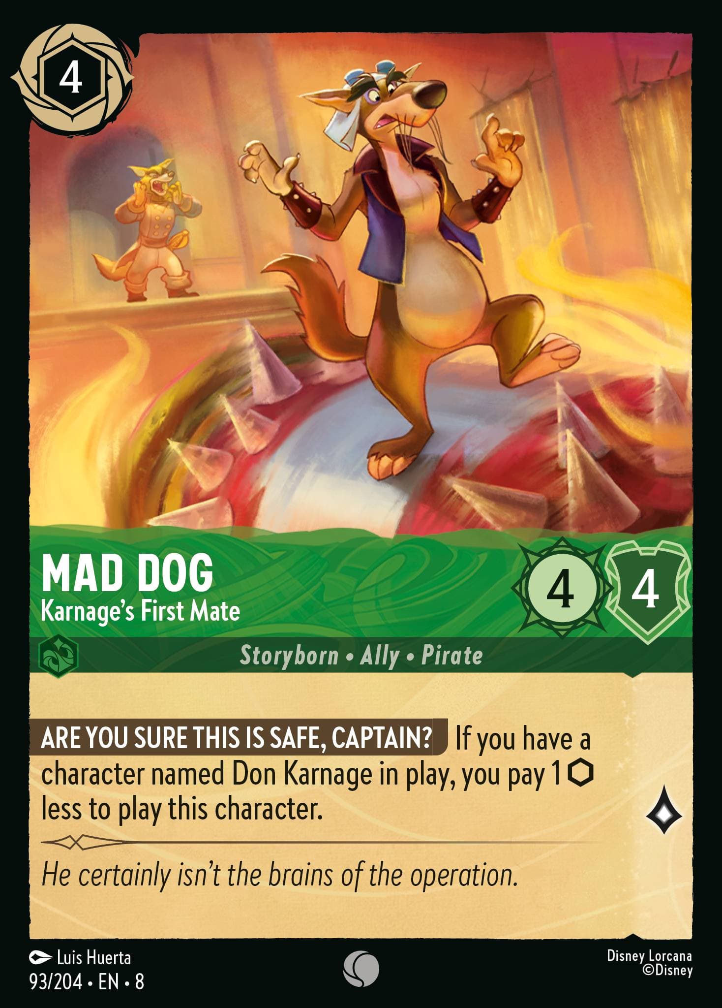 Mad Dog - Karnage's First Mate — Reign of Jafar Disney Lorcana card by Luis Huerta