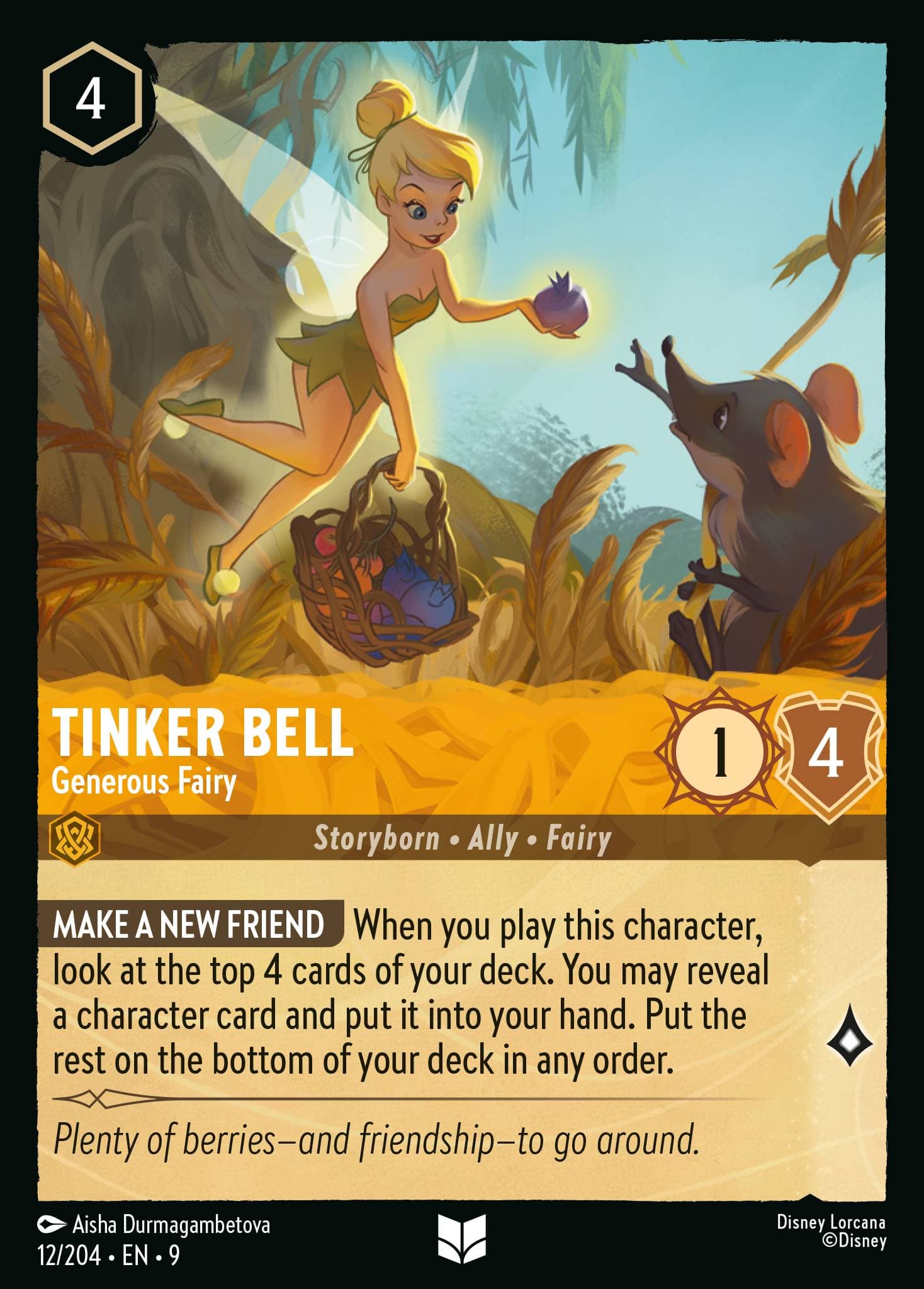 Tinker Bell - Generous Fairy — Fabled Disney Lorcana card by Aisha Durmagambetova