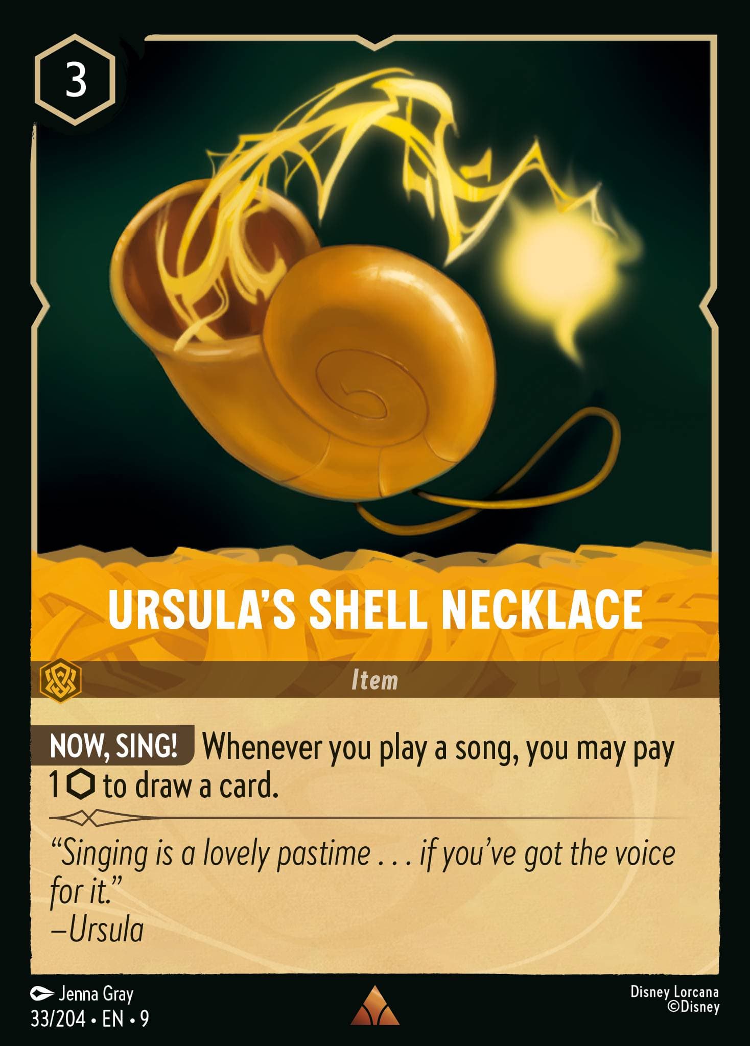Ursula's Shell Necklace — Fabled Disney Lorcana card by Jenna Gray