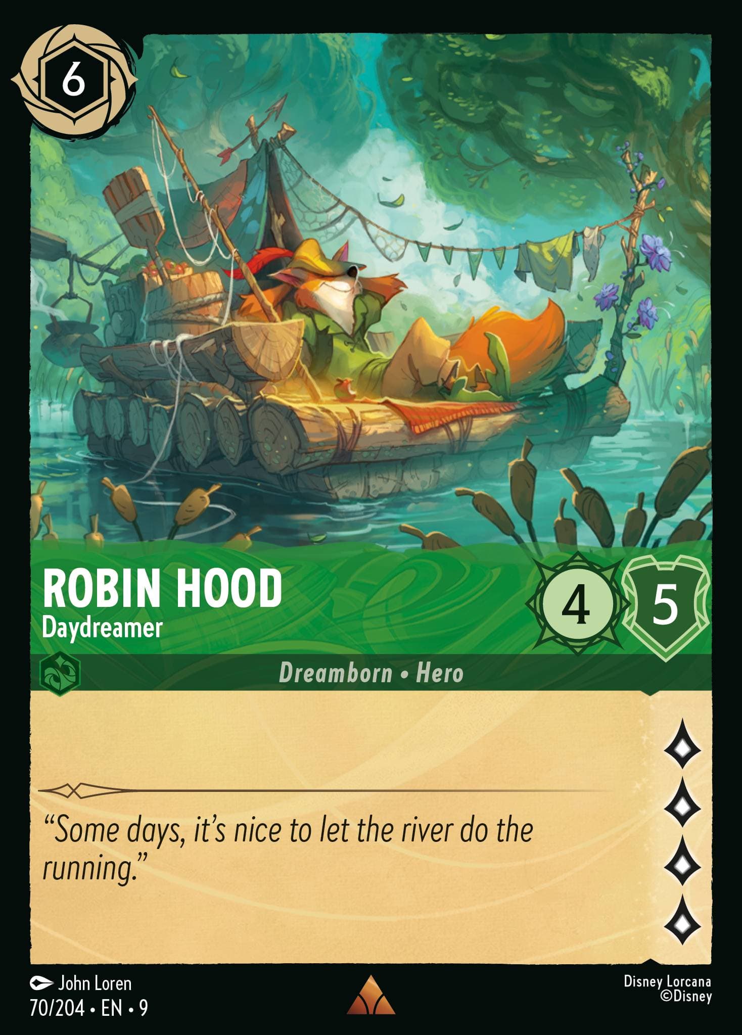 Robin Hood - Daydreamer — Fabled Disney Lorcana card by John Loren
