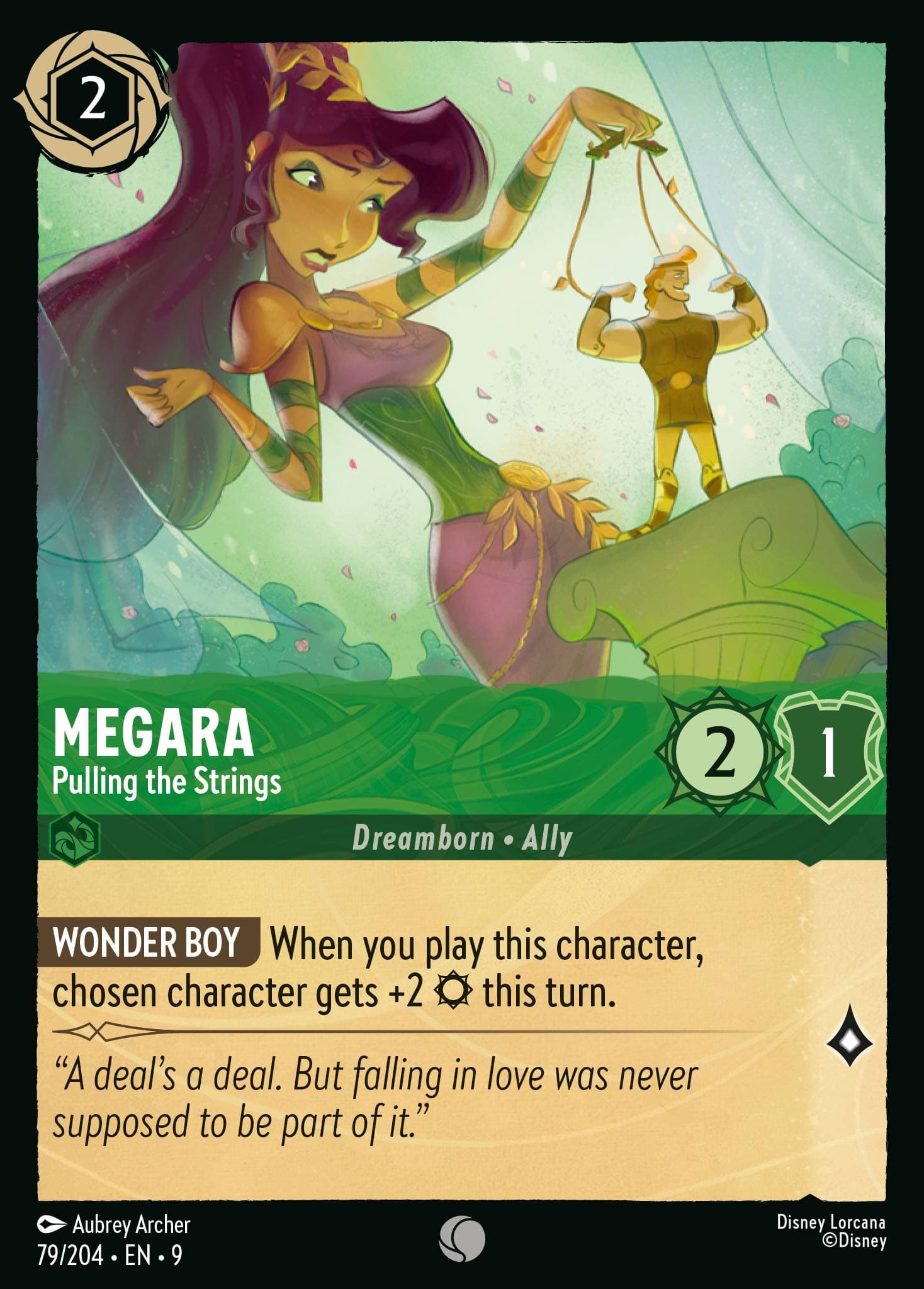 Megara - Pulling the Strings — Fabled Disney Lorcana card by Aubrey Archer