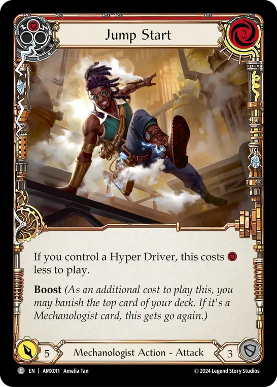 Jump Start (Red) — Armory Deck: Maxx Nitro Flesh and Blood card by Amelia Tan