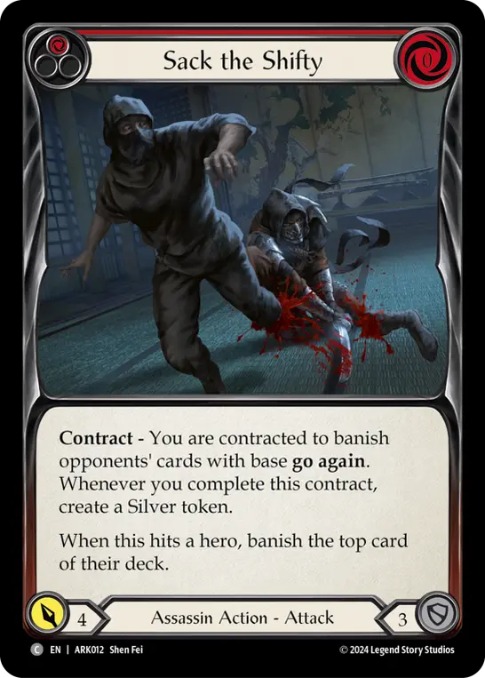 Sack the Shifty (Red) — Blitz Deck: The Hunted - Arakni Flesh and Blood card by Shen Fei