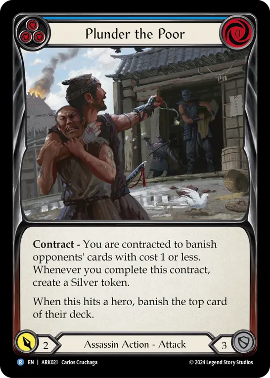 Plunder the Poor (Blue) — Blitz Deck: The Hunted - Arakni Flesh and Blood card by Carlos Cruchaga