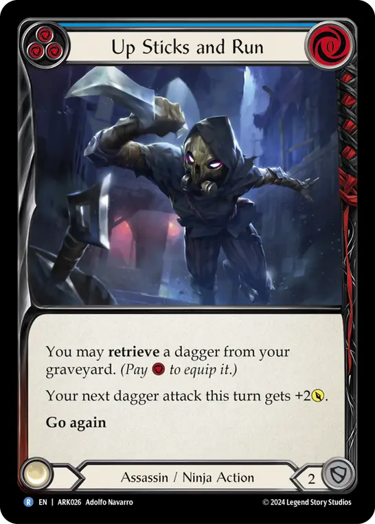 Up Sticks and Run (Blue) — Blitz Deck: The Hunted - Arakni Flesh and Blood card by Adolfo Navarro