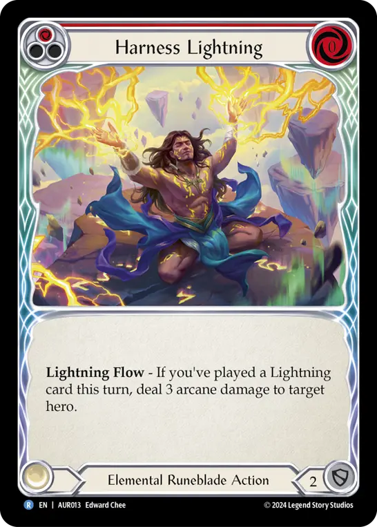 Harness Lightning (Red) — 1st Strike Flesh and Blood card by Edward Chee