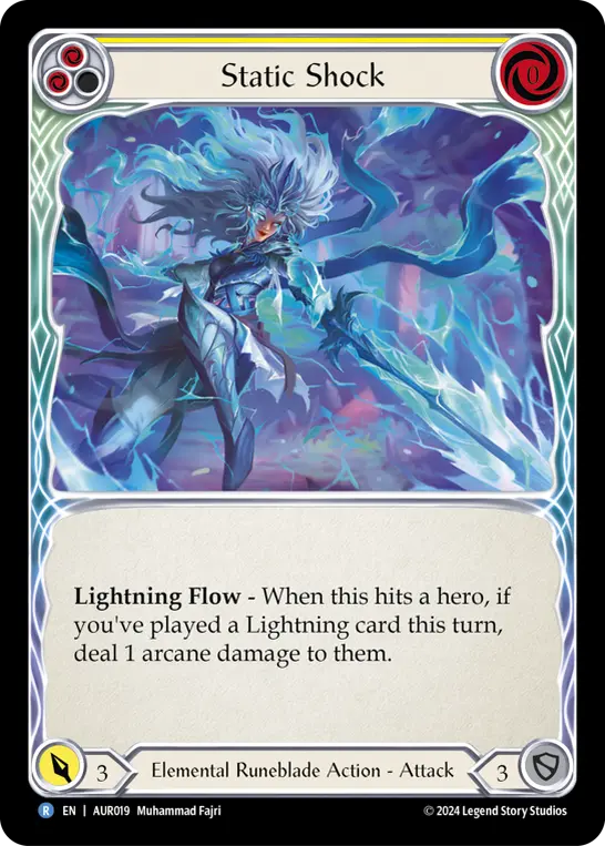 Static Shock (Yellow) — 1st Strike Flesh and Blood card by Muhammad Fajri