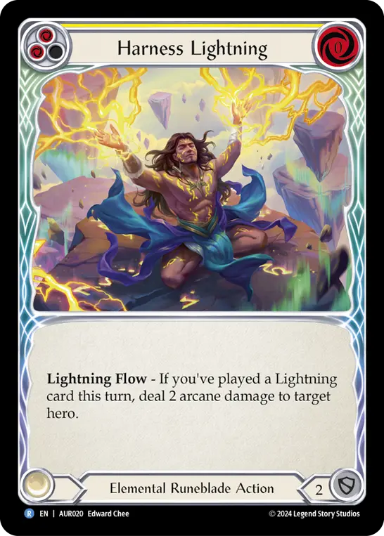 Harness Lightning (Yellow) — 1st Strike Flesh and Blood card by Edward Chee