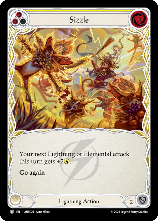 Sizzle (Yellow) — 1st Strike Flesh and Blood card by Asur Misia