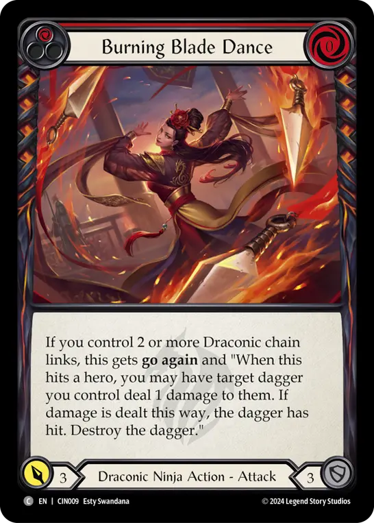 Burning Blade Dance (Red) — Blitz Deck: The Hunted - Cindra Flesh and Blood card by Esty Swandana
