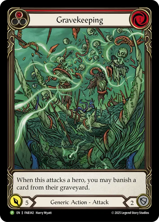 Gravekeeping (Red) - FAB342 — Flesh and Blood: Promo Cards Flesh and Blood card by Sebastian Giacobino