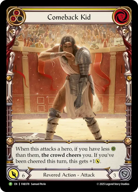 Comeback Kid (Yellow) - FAB378 — Flesh and Blood: Promo Cards Flesh and Blood card by Samuel Perin