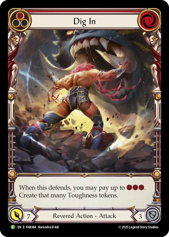 Dig In (Yellow) - FAB385 — Flesh and Blood: Promo Cards Flesh and Blood card by Narendra B Adi