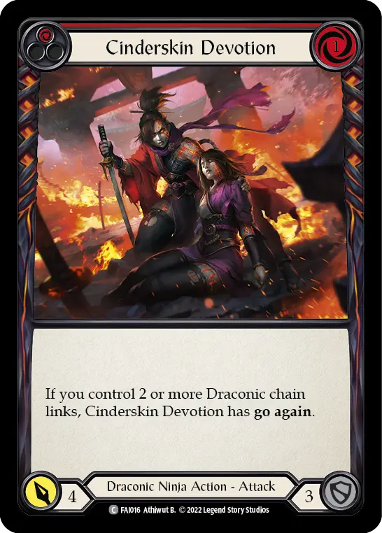 Cinderskin Devotion (Red) — Blitz Deck: Uprising - Fai Flesh and Blood card by Athilrut B.
