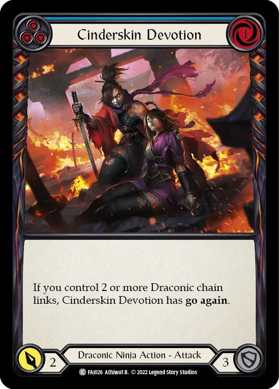 Cinderskin Devotion (Blue) — Blitz Deck: Uprising - Fai Flesh and Blood card by Athiwut B.