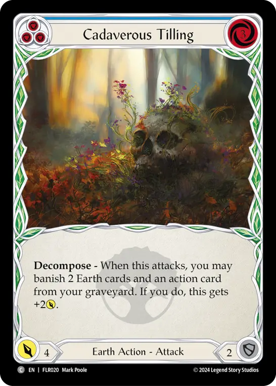 Cadaverous Tilling (Blue) — Blitz Deck: Rosetta - Florian Flesh and Blood card by Mark Poole