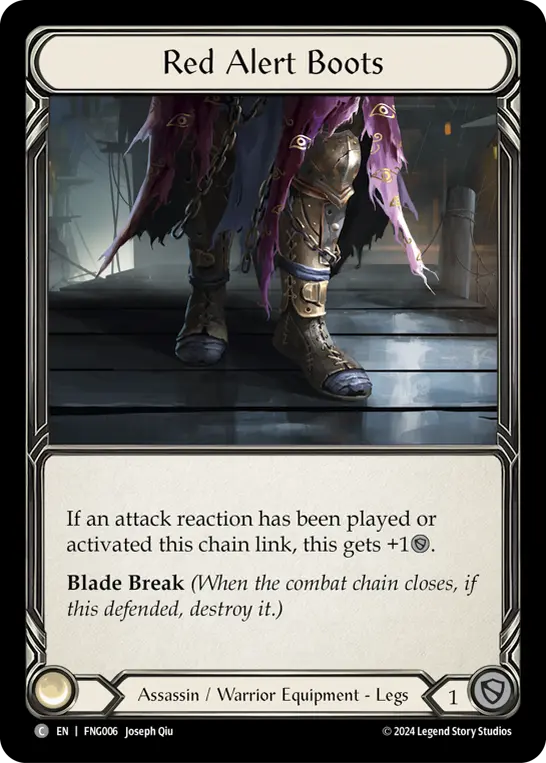 Red Alert Boots — Blitz Deck: The Hunted - Fang Flesh and Blood card by Joseph Qiu