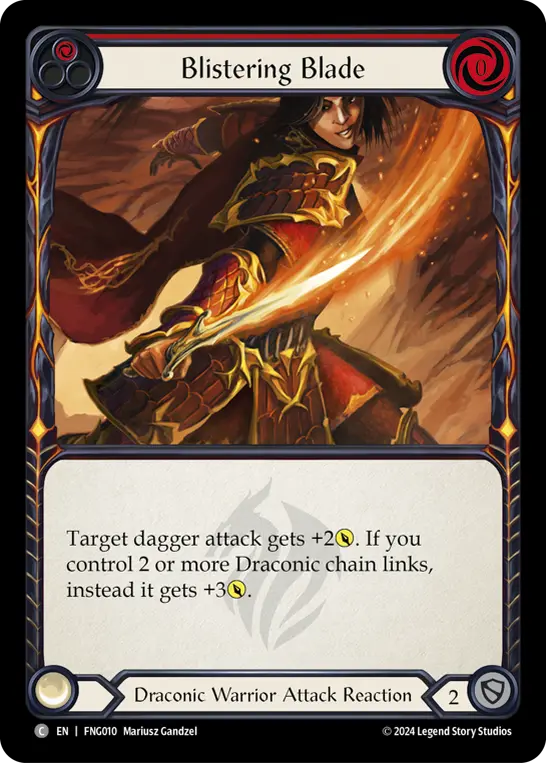 Blistering Blade (Red) — Blitz Deck: The Hunted - Fang Flesh and Blood card by Mariusz Gandzel