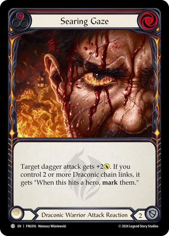 Searing Gaze (Red) — Blitz Deck: The Hunted - Fang Flesh and Blood card by Mateusz Wisniewski