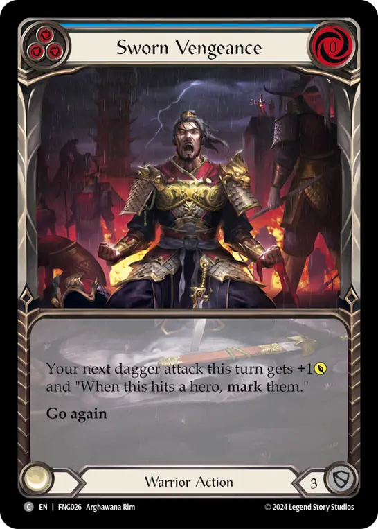 Sworn Vengeance (Blue) (Extended Art) — Blitz Deck: The Hunted - Fang Flesh and Blood card by Arghawana Rim