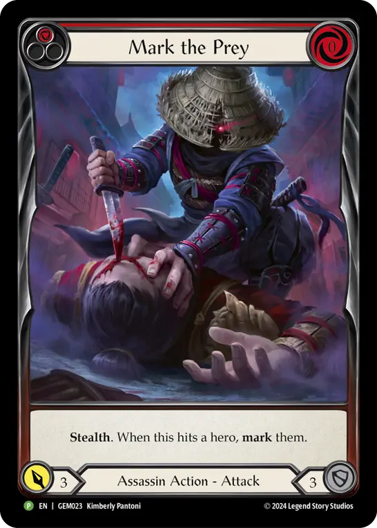 Mark the Prey (Red) — GEM Pack 1 Flesh and Blood card by Kimberly Pantoni