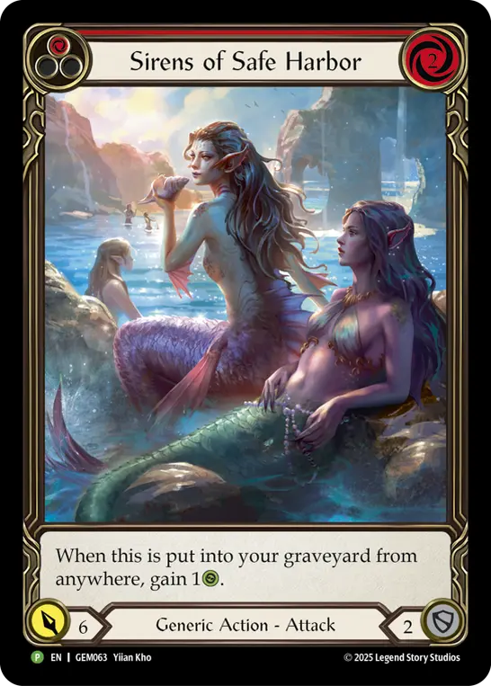Sirens of Safe Harbor (Red) — GEM Pack 2 Flesh and Blood card by Yiian Kho