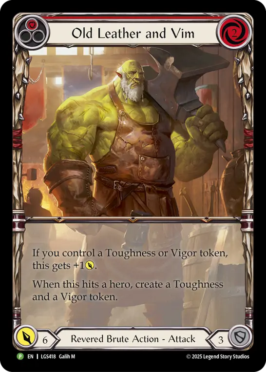 Old Leather and Vim - LGS418 — Flesh and Blood: Promo Cards Flesh and Blood card by Galih M