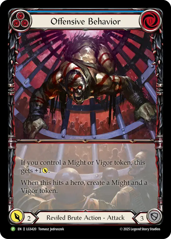 Offensive Behavior — LGS Flesh and Blood card by Tomasz Jedruszek