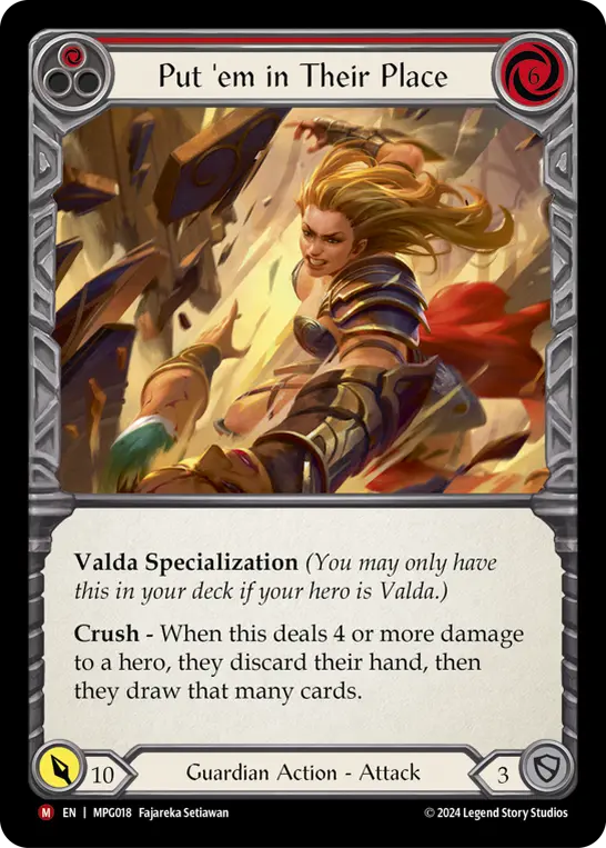 Put 'Em In Their Place — Mastery Pack Guardian Flesh and Blood card by Fajareka Setiawan