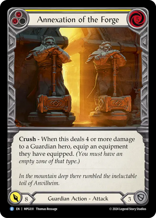 Annexation of the Forge — Mastery Pack Guardian Flesh and Blood card by Thomas Ressuge