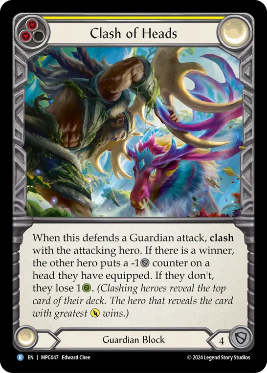 Clash of Heads — Mastery Pack Guardian Flesh and Blood card by Edward Chee