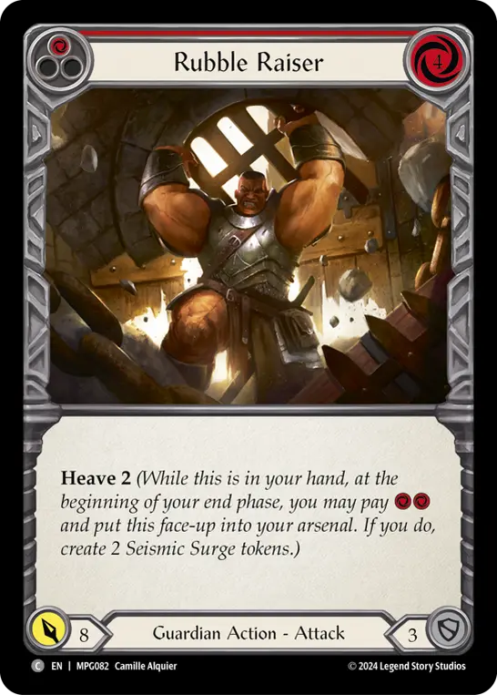 Rubble Raiser (Red) — Mastery Pack Guardian Flesh and Blood card by Camille Alquier