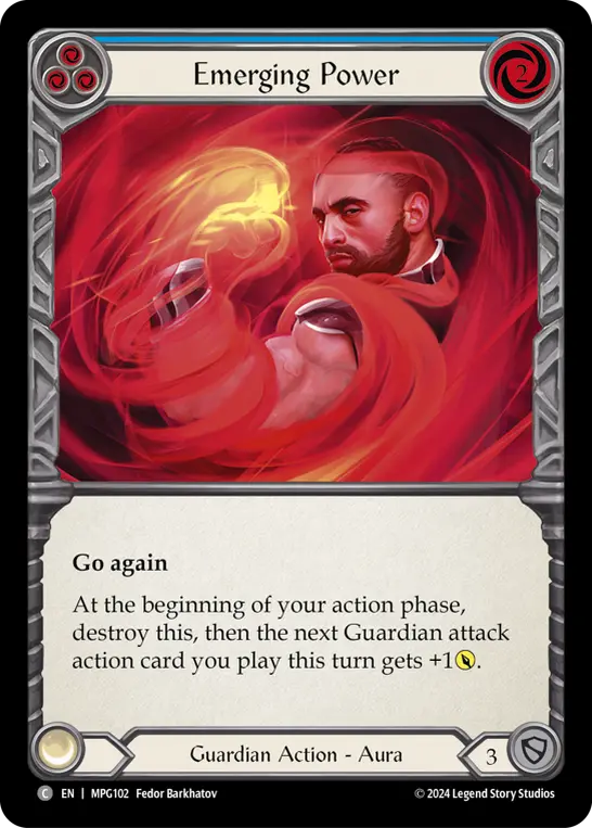 Emerging Power (Blue) — Mastery Pack Guardian Flesh and Blood card by Fedor Barkhatov