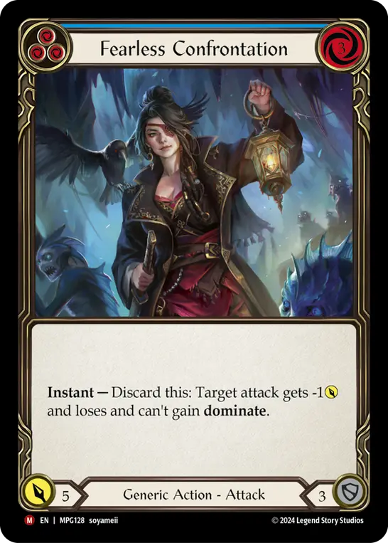 Fearless Confrontation — Mastery Pack Guardian Flesh and Blood card by soyameii