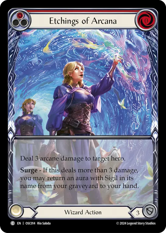 Etchings of Arcana (Red) — Blitz Deck: Rosetta - Oscilio Flesh and Blood card by Rio Sabda