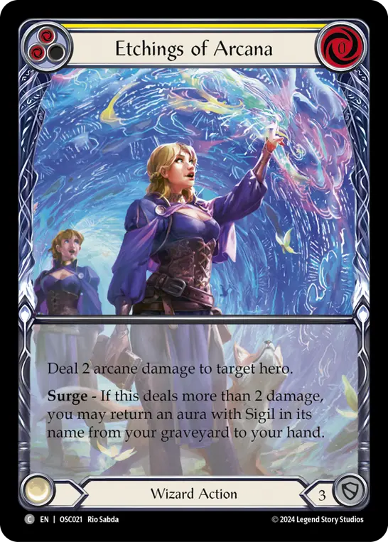 Etchings of Arcana (Yellow) — Blitz Deck: Rosetta - Oscilio Flesh and Blood card by Rio Sabda