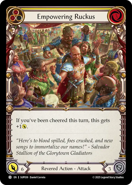 Empowering Ruckus — Super Slam Flesh and Blood card by Daniel Correia