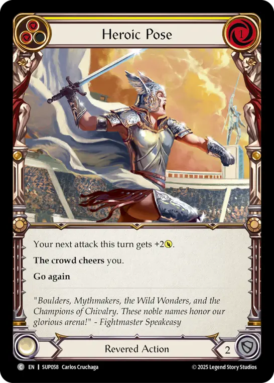 Heroic Pose (Yellow) — Super Slam Flesh and Blood card by Carlos Cruchaga
