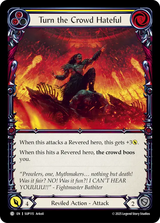Turn the Crowd Hateful (Yellow) — Super Slam Flesh and Blood card by Arkoii