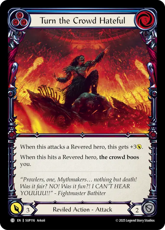 Turn the Crowd Hateful (Blue) — Super Slam Flesh and Blood card by Arkoii