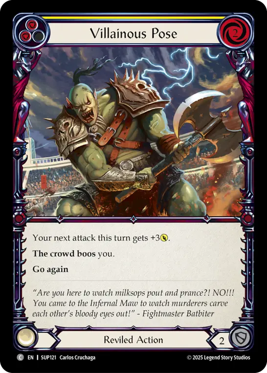 Villainous Pose (Yellow) — Super Slam Flesh and Blood card by Carlos Cruchaga