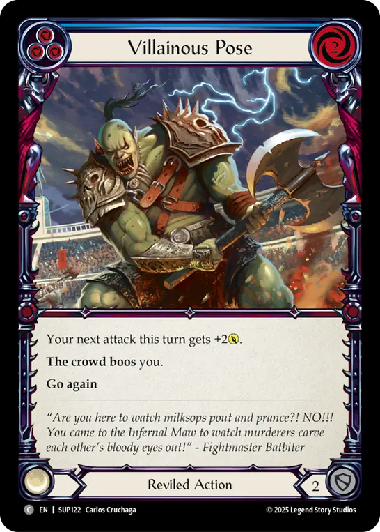 Villainous Pose (Blue) — Super Slam Flesh and Blood card by Carlos Cruchaga