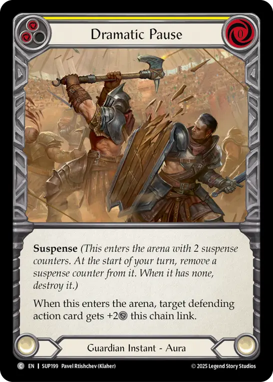 Dramatic Pause (Yellow) — Super Slam Flesh and Blood card by Pavel Rtishchev (Klaher)